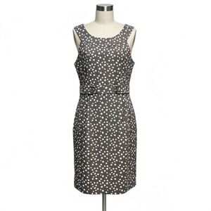 Robbie Bee‎ Polka Dot Sheath Dress Sleeveless Gray White Size 8